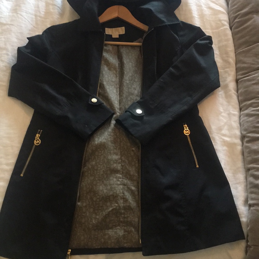 Michael Kors Black Hooded Raincoat